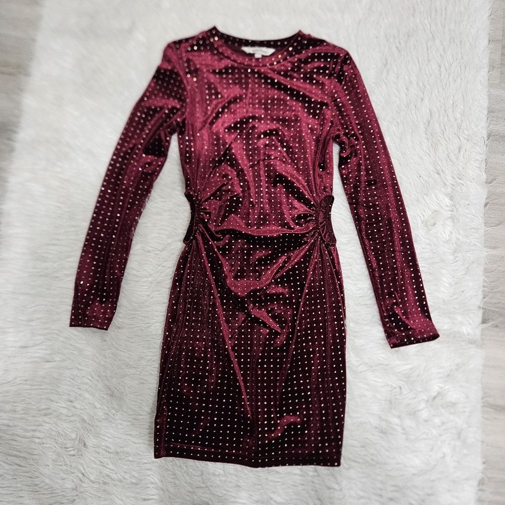 Speechless Burgundy Velvet Long Sleeve Dress - Picture 3 of 9